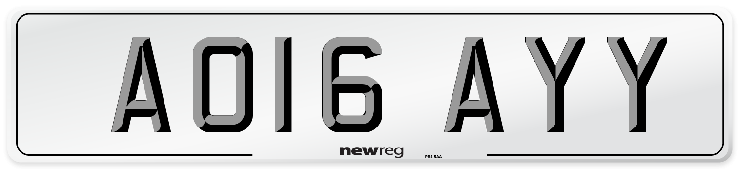 AO16 AYY Number Plate from New Reg